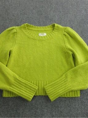 Anthropologie Lime Green Crewneck Knit Sweater
